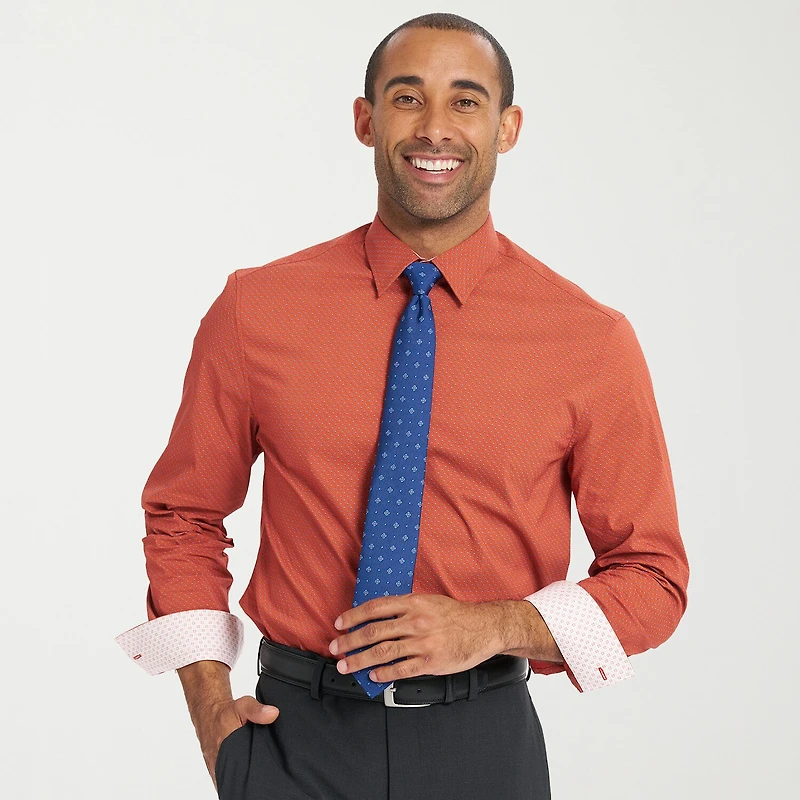 Nick Graham Mens Spread Collar Long Sleeve Shirt + Tie Set