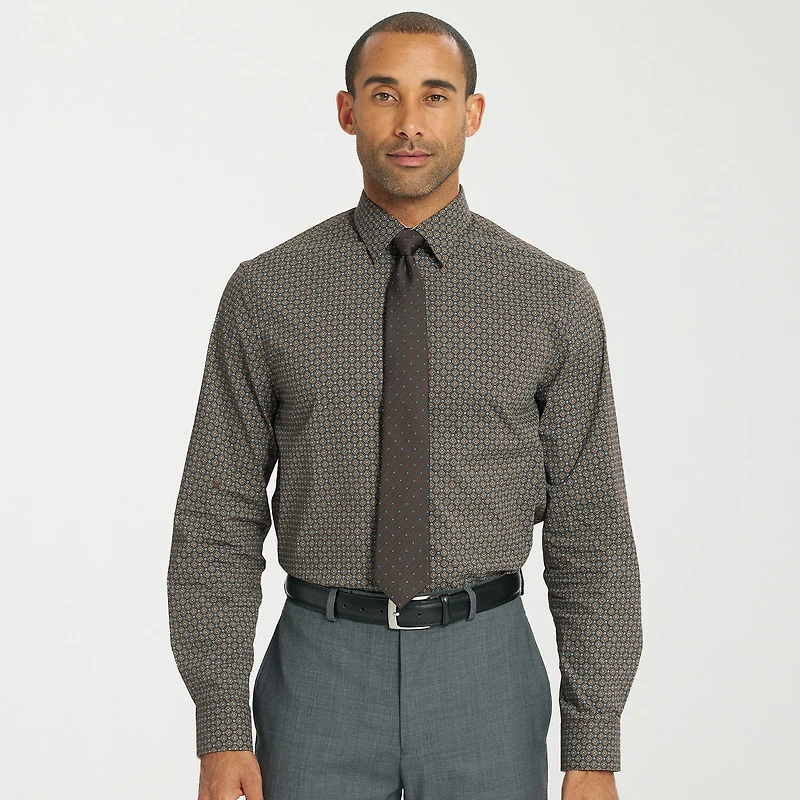 Nick Graham Mens Spread Collar Long Sleeve Shirt + Tie Set