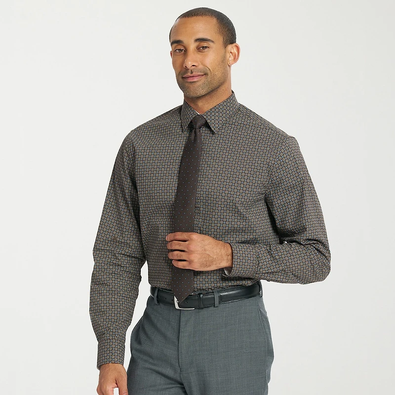 Nick Graham Mens Spread Collar Long Sleeve Shirt + Tie Set