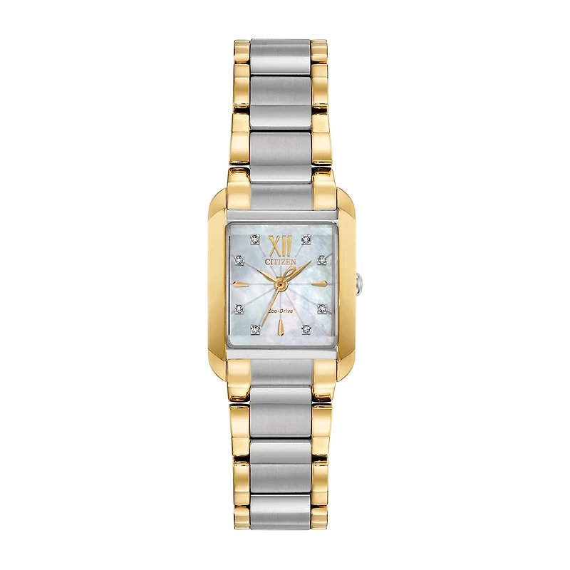 Citizen Bianca Womens Diamond Accent Two Tone Stainless Steel Bracelet Watch Ew5554-58d