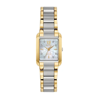 Citizen Bianca Womens Diamond Accent Two Tone Stainless Steel Bracelet Watch Ew5554-58d