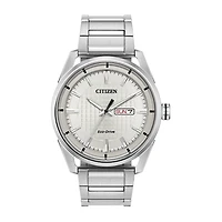 Citizen Mens Silver Tone Stainless Steel Bracelet Watch Aw0080-57a