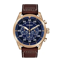 Citizen Avion Mens Chronograph Brown Leather Strap Watch Ca4213-18l