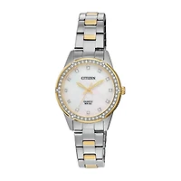 Citizen Womens Crystal Accent Two Tone Stainless Steel Bracelet Watch Er0224-51d