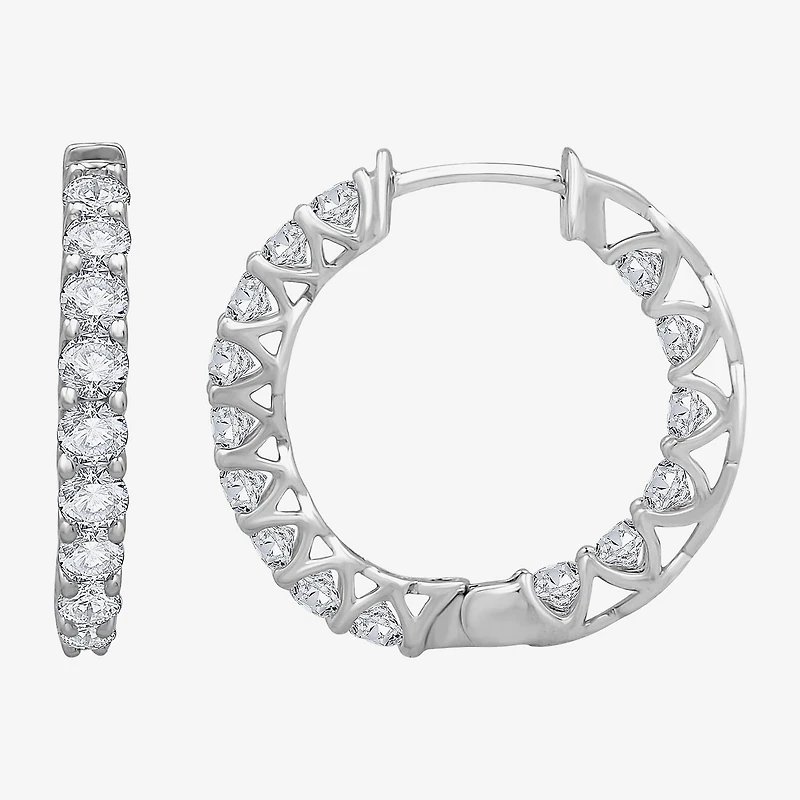 (H-I / Si1) Womens 3 CT. T.W. Lab Grown White Diamond 14K Gold 23mm Hoop Earrings
