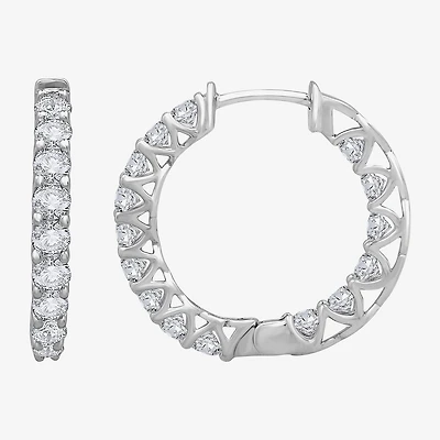 (H-I / Si1) Womens 3 CT. T.W. Lab Grown White Diamond 14K Gold 23mm Hoop Earrings
