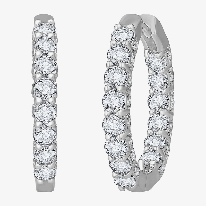 (H-I / Si1) Womens 3 CT. T.W. Lab Grown White Diamond 14K Gold 22.5mm Hoop Earrings