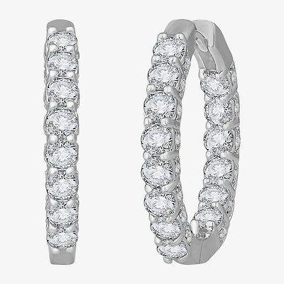 (H-I / Si1) Womens 3 CT. T.W. Lab Grown White Diamond 14K Gold 22.5mm Hoop Earrings