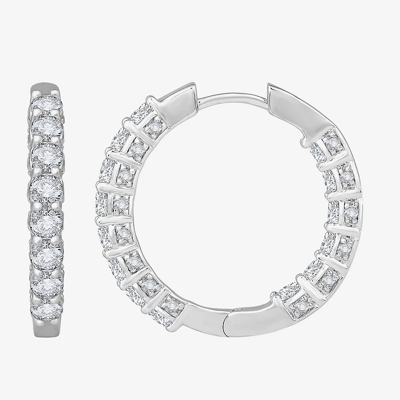 (H-I / Si1) Womens 3 CT. T.W. Lab Grown White Diamond 14K Gold 22.5mm Hoop Earrings