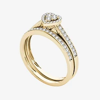 1/2 CT.T.W. Natural Diamond 10K Yellow Gold Heart-Shaped Bridal Set