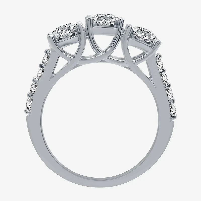 Love Lives Forever (G / Si1-Si2) Womens 1 1/2 CT. T.W. Lab Grown White Diamond 10K Gold Round 3-Stone Engagement Ring