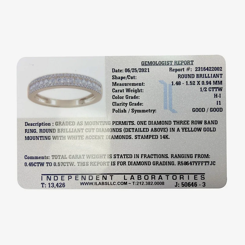 Womens 1/2 CT. T.W. Natural White Diamond 14K Gold Anniversary Wedding Band