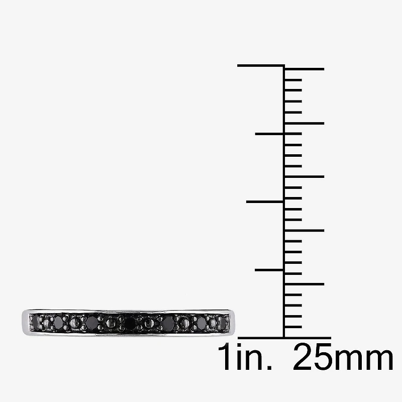 Midnight Black Womens 2MM 1/10 CT. T.W. Natural Diamond Sterling Silver Wedding Band