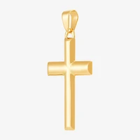 14K Yellow Gold High-Polish Hollow Cross Charm