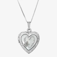 Womens White Sterling Silver 18 Inch Locket Necklace