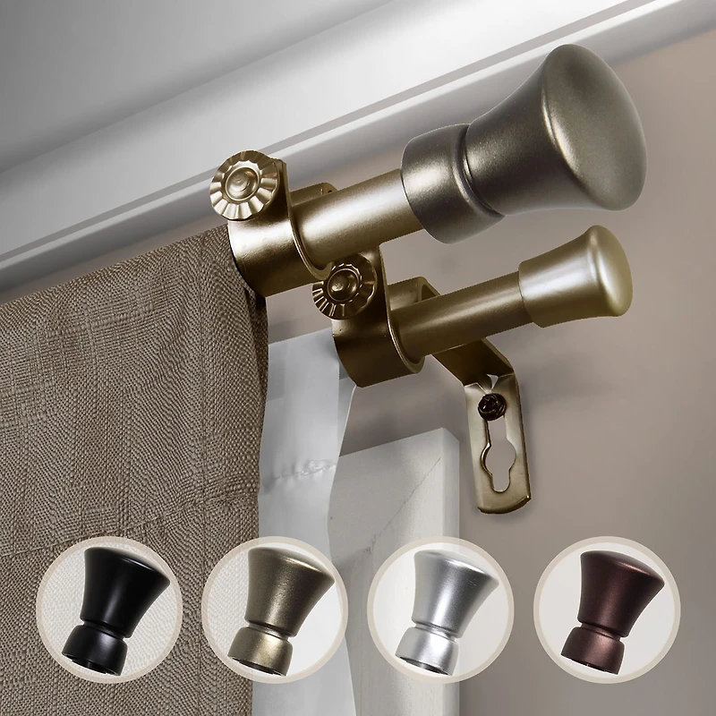 Rod Desyne Cora ⅝" Adjustable Double Curtain