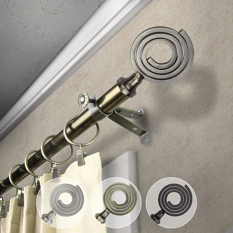 Rod Desyne 13/16" Adjustable Curtain with Coil Finials