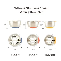 Ayesha Curry Stainless Steel 3-pc. Mixing Bowl Set
