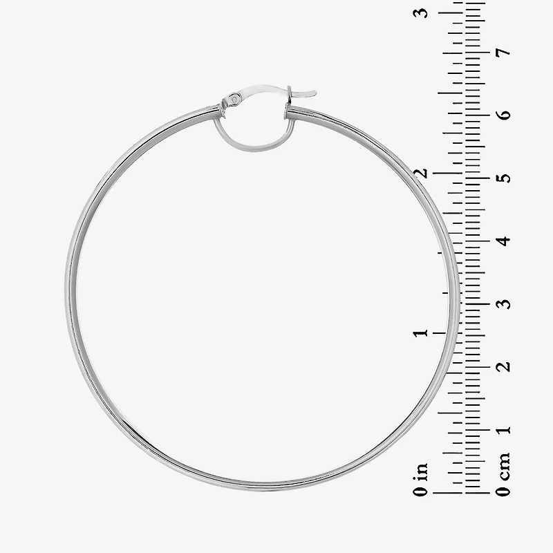 Sterling Silver 62X7MM Glitter Hoop Earrings