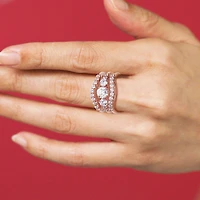 DiamonArt® Womens White Cubic Zirconia 14K Rose Gold Over Silver Bridal Set