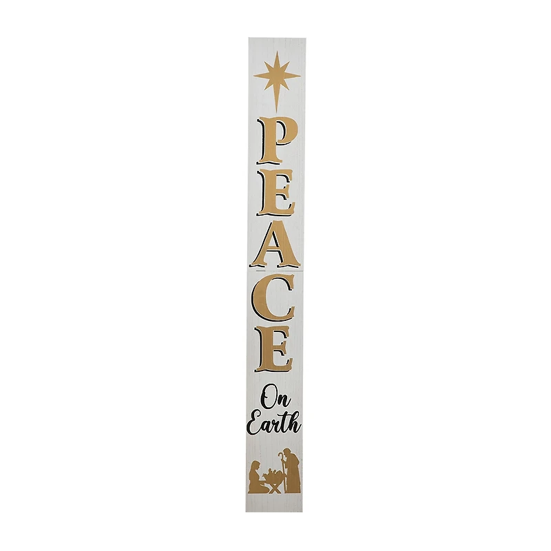 Glitzhome Wooden Nativity Peace Christmas Porch Sign