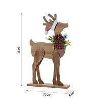 Glitzhome Chunky Wood Reindeer Decor Christmas Porch Sign