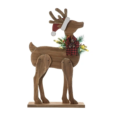 Glitzhome Chunky Wood Reindeer Decor Christmas Porch Sign