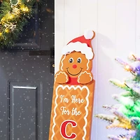 Glitzhome Wood Gingerbread Man Decor Christmas Porch Sign
