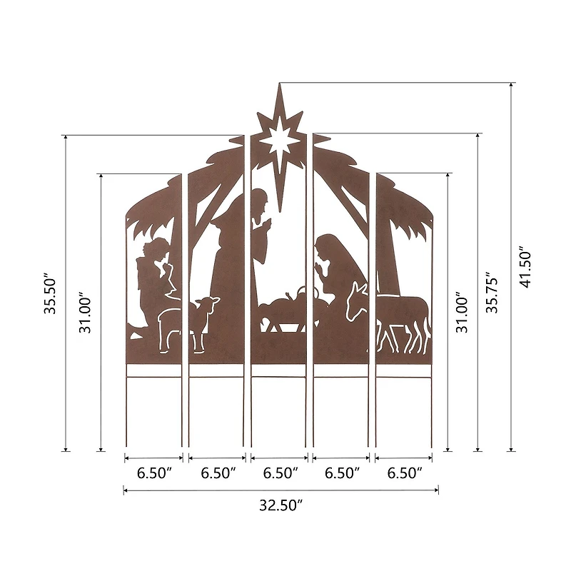 Glitzhome Metal Nativity Combo Christmas Yard Art