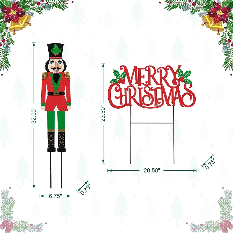 Glitzhome Set Of 3 Metal Nutcracker Christmas Yard Art