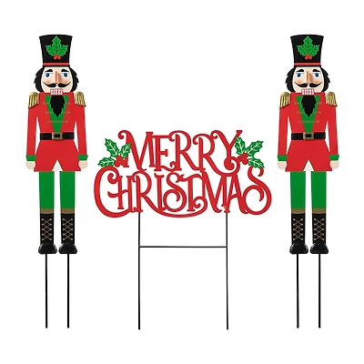 Glitzhome Set Of 3 Metal Nutcracker Christmas Yard Art