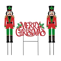 Glitzhome Set Of 3 Metal Nutcracker Christmas Yard Art