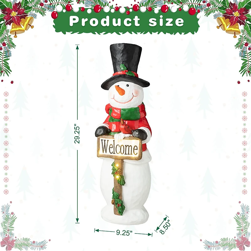 Glitzhome Resin Snowman Decor Christmas Porch Sign