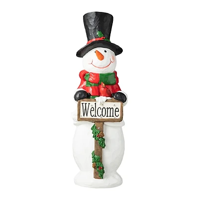 Glitzhome Resin Snowman Decor Christmas Porch Sign