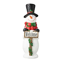 Glitzhome Resin Snowman Decor Christmas Porch Sign