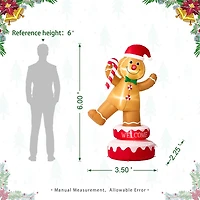 Glitzhome 6ft Lighted Gingerbread Man Christmas Inflatable