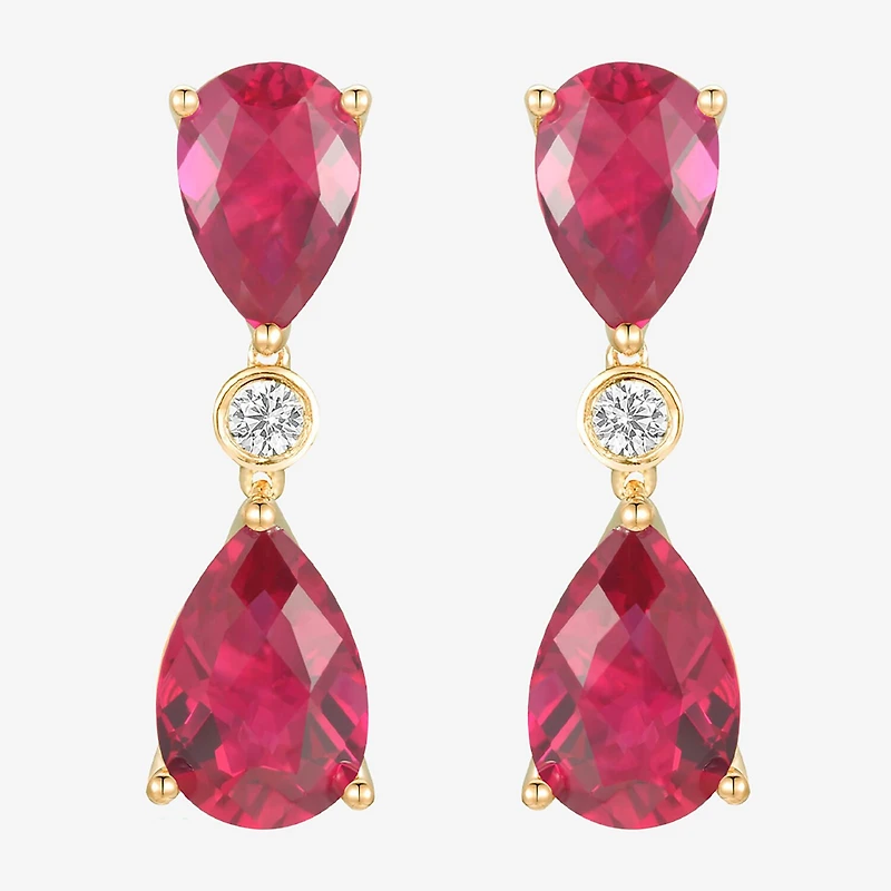Womens Gemstone 14K Gold Over Silver Pear Drop Earrings