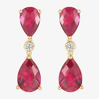 Womens Gemstone 14K Gold Over Silver Pear Drop Earrings