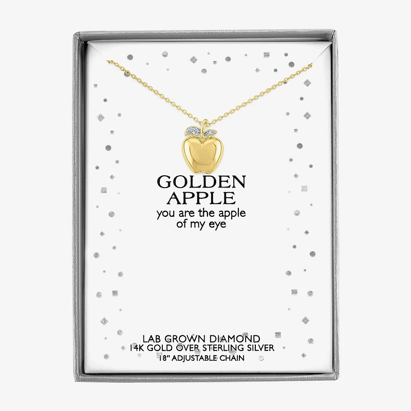 Diamond Accent "Apple Of My Eye" (G-H / I1-I2) Womens Diamond Accent Lab Grown White Diamond 14K Gold Over Silver 16 Inch Pendant Necklace