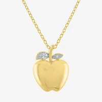 Diamond Accent "Apple Of My Eye" (G-H / I1-I2) Womens Diamond Accent Lab Grown White Diamond 14K Gold Over Silver 16 Inch Pendant Necklace