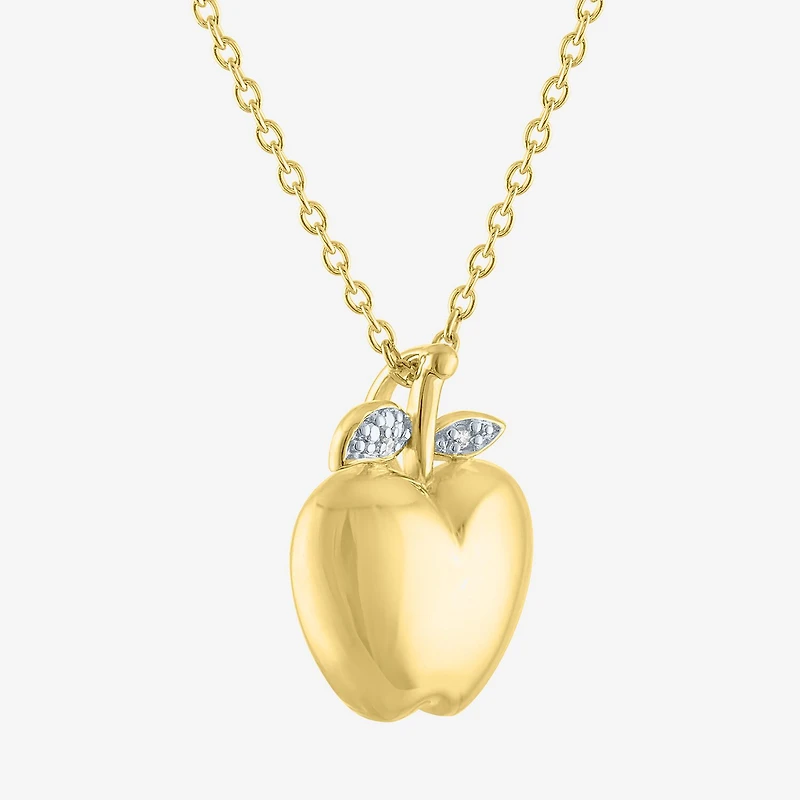 Diamond Accent "Apple Of My Eye" (G-H / I1-I2) Womens Diamond Accent Lab Grown White Diamond 14K Gold Over Silver 16 Inch Pendant Necklace