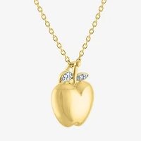 Diamond Accent "Apple Of My Eye" (G-H / I1-I2) Womens Diamond Accent Lab Grown White Diamond 14K Gold Over Silver 16 Inch Pendant Necklace