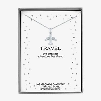 "Travel" (G-H / I1-I2) Airplane Womens Diamond Accent Lab Grown White Diamond Sterling Silver 16 Inch Pendant Necklace