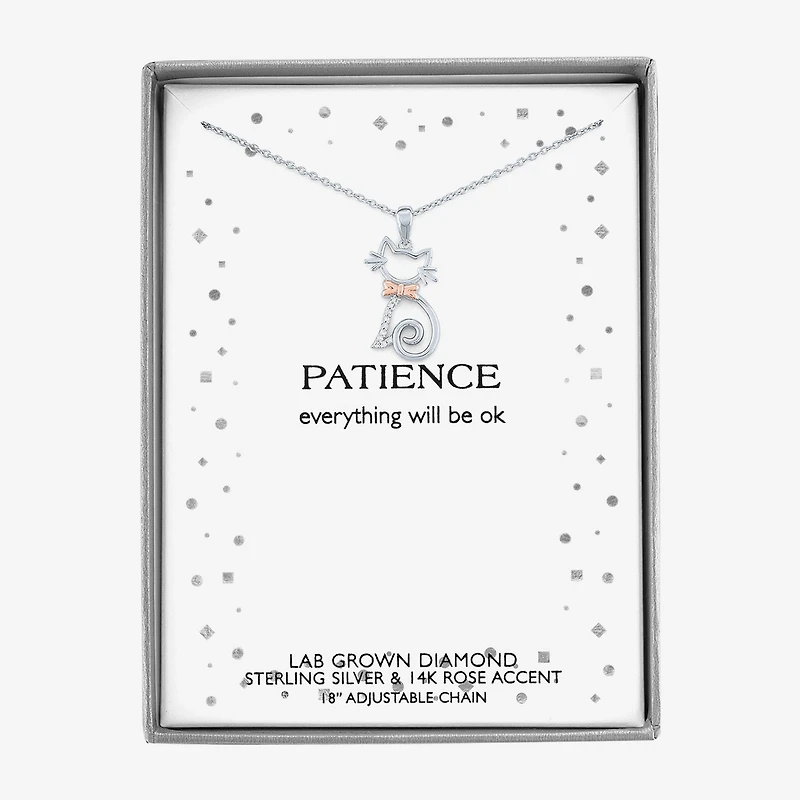 Diamond Accent (G-H / I1-I2) "Cat" Womens Diamond Accent Lab Grown White Diamond Accent 14K Rose Gold Over Silver Sterling Silver 16 Inch Pendant Necklace