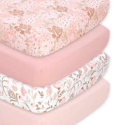 The Peanutshell Whimsical Floral 4-pc. Crib Sheet