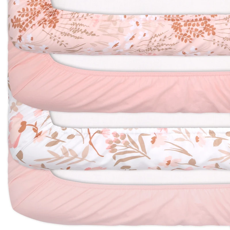 The Peanutshell Whimsical Floral 4-pc. Crib Sheet