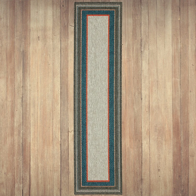 Covington Home Long Island Casual Border 22"X90" Indoor Outdoor Rectangular Runner