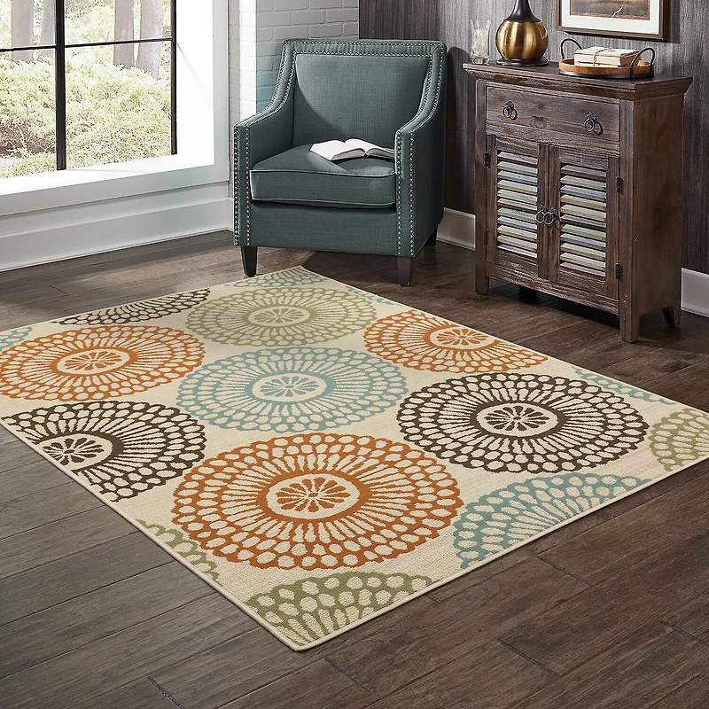 Covington Home Majorca Floral Medallions Indoor Outdoor Rectangular Accent Rug