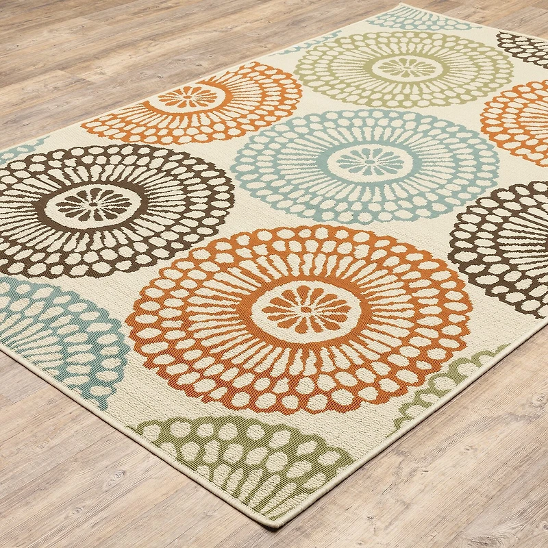 Covington Home Majorca Floral Medallions Indoor Outdoor Rectangular Accent Rug