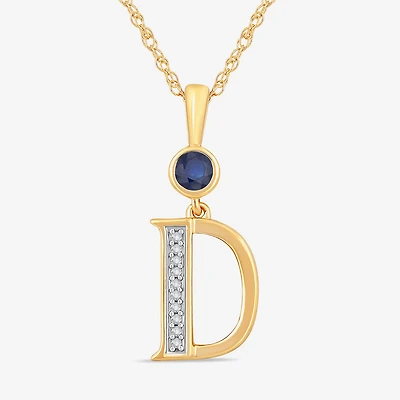 D Womens Lab Created Blue Sapphire 14K Gold Over Silver 18 Inch Pendant Necklace